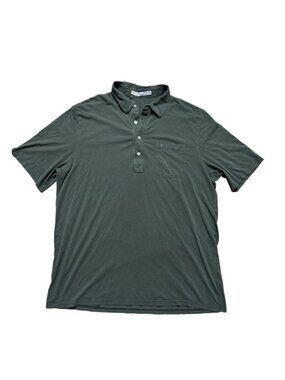 Criquet Mens XL Green Henley Pocket Shirt Short Sleeve Made in Peru